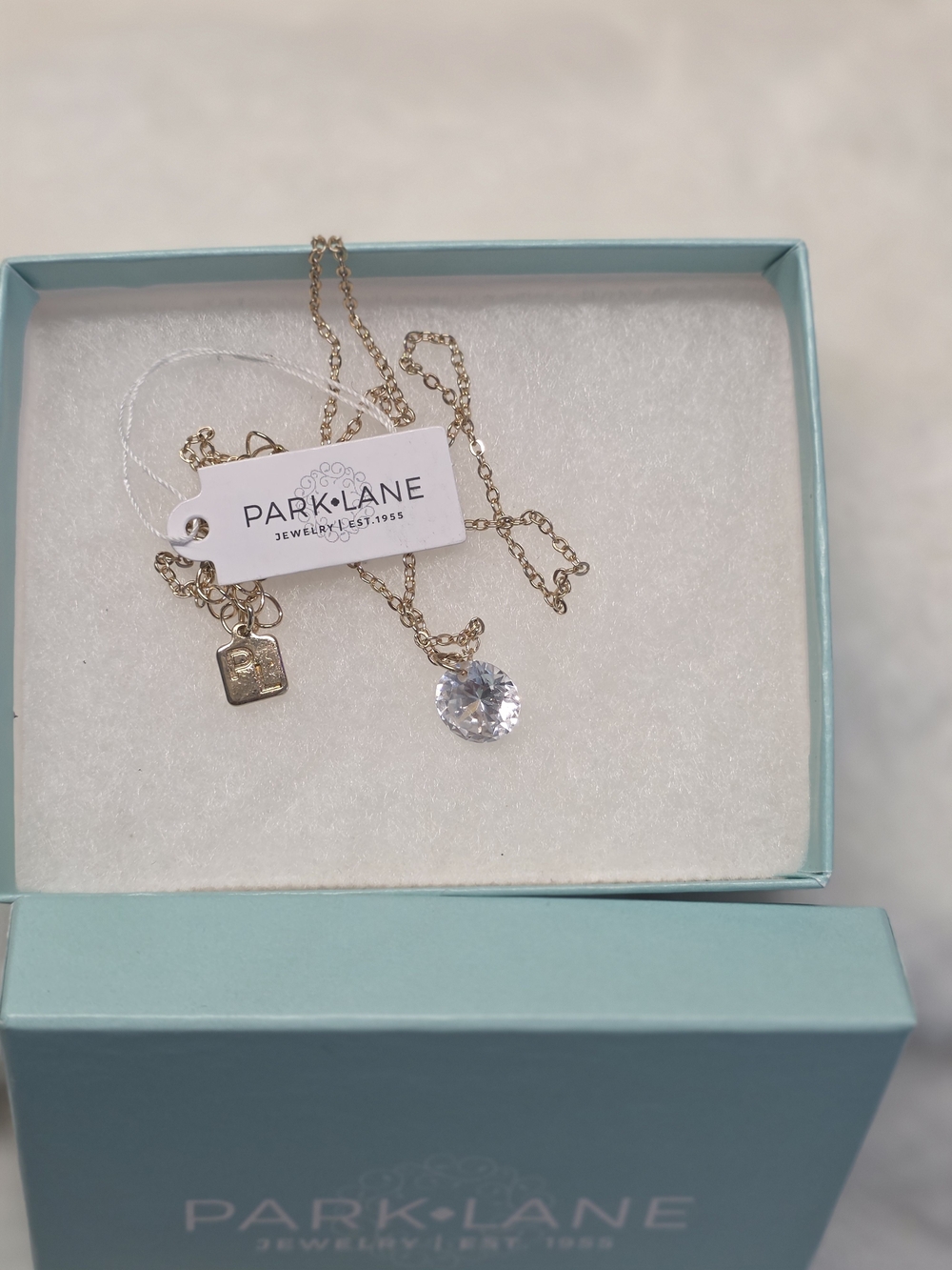 Park Lane Gold-tone Pendant Necklace with Clear Crystal